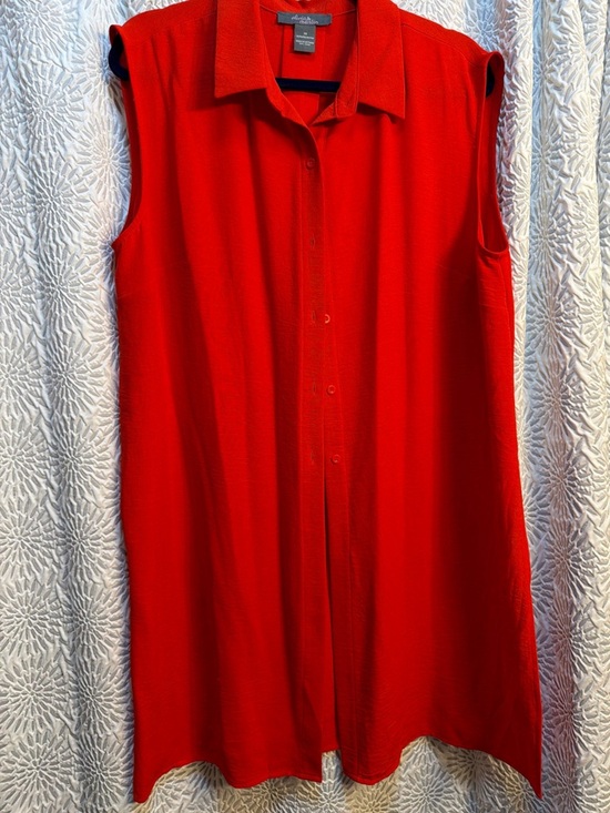 Olivia & Martin Tops - Olivia & Martin Sleeveless Button-Front Tunic in Red